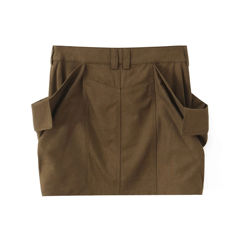 Falda Corta Cargo Para Mujer Cintura Alta Color Sólido Sarga De Poliéster Streetwear Casual Con Bolsillos Grandes