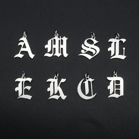 Gotische Buchstaben Anhänger Edelstahl Altenglische Alphabet Charms Für DIY Schmuckherstellung Hohles Design