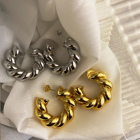 Orecchini A Cerchio Intrecciati A C Rame Con Perno In Argento Sterling 925 Stile Francese Vintage Donna