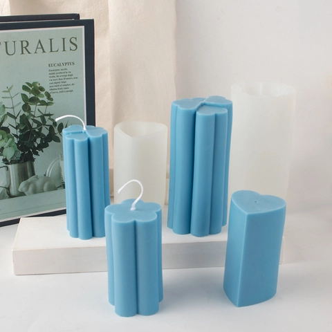 Silicone Candle Molds Heart Petal Clover Pillar Shape For DIY Handmade Aromatherapy Candle Soap Making Home Decor Modern