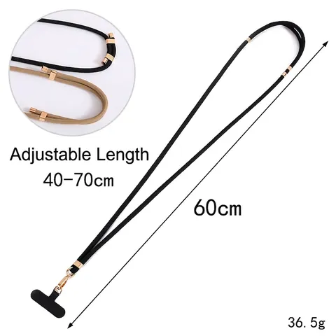 Adjustable Braided Nylon Phone Lanyard Crossbody Neck Strap With Gold Alloy Buckle Universal Cell Phone Case Tether Patch