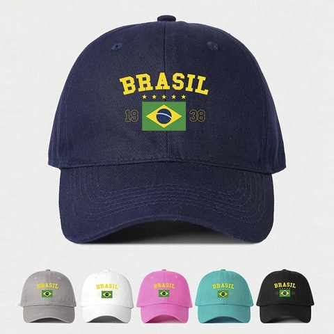 Brasil Print Baseball Cap Polyester Adjustable Outdoor Sun Hat Curved Brim Casual Sports For Men Women