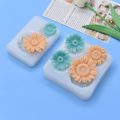 Madeliefje Zonnebloem Vorm Siliconen Taartvorm Voor DIY Handgemaakte Zeep Kaarsen Bloemenontwerp Reliëf Flexibel Herbruikbaar