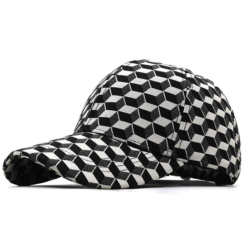 Baseball Cap Cotton 3D Geometric Cube Pattern Adjustable Outdoor Sun Protection Casual Hat For Men Women