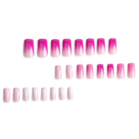 Press On Nägel Lang Sargform Künstliche Nägel Französisch Verlauf Rosa Violett Glänzend Vollcover Damen