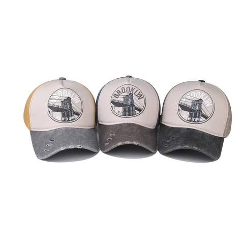 Vintage Washed Distressed Brooklyn Baseball Cap For Men Women New York Bridge Pattern Adjustable Hip Hop Cotton Snapback Hat