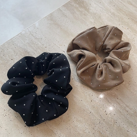 Elastici Per Capelli Eleganti In Tessuto A Costine Con Strass Scrunchies Colore Solido Stile Coreano Per Donne
