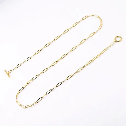 Paperclip Chain Necklace Stainless Steel 18K Gold Plated Toggle Clasp Geometric Minimalist Punk Versatile Jewelry For Women