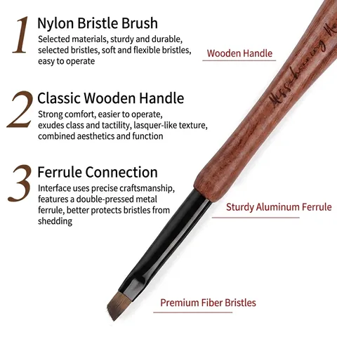 Professional Nail Art Brush Wood Gourd Handle Manicure Painting Pen For Lining Carving Gradient Japanese Style Tool
