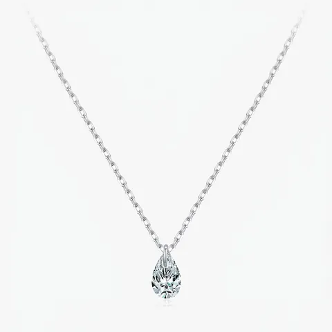 Collar De Moissanita De Plata De Ley 925 Color D VVS1 Colgante De Gota Talla Pera Joyas Minimalistas Elegantes Para Mujer