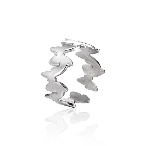 Hip Hop Butterfly Adjustable Open Ring For Women Men Stainless Steel Polished Hollow Animal Ring Fashion Finger Jewelry Gift