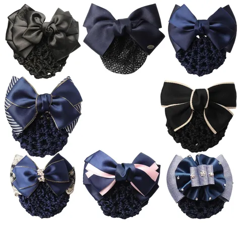 Professionele Haarnet Met Strik Haarklem Satijn Knot Cover Elegant Voor Kantoor Verpleegster Stewardess
