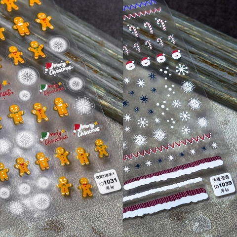 Christmas 5D Embossed Nail Art Stickers Self Adhesive Gingerbread Man Snowflake Santa DIY Manicure Decoration Thin Tough