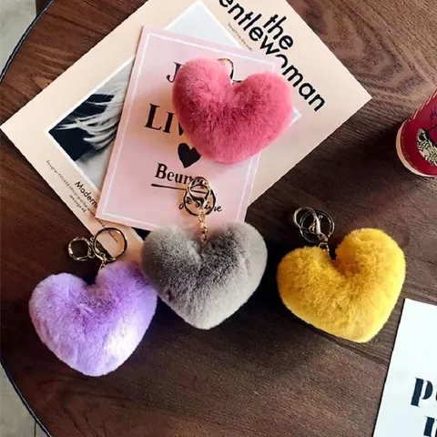 Portachiavi In Peluche A Forma Di Cuore Pelliccia Sintetica Ciondolo Per Borsa Soffice Accessorio Decorativo Regalo
