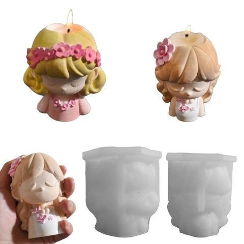 3D Flower Garland Girl Silicone Mold DIY Handmade Candle Soap Resin Plaster Craft Desktop Decor
