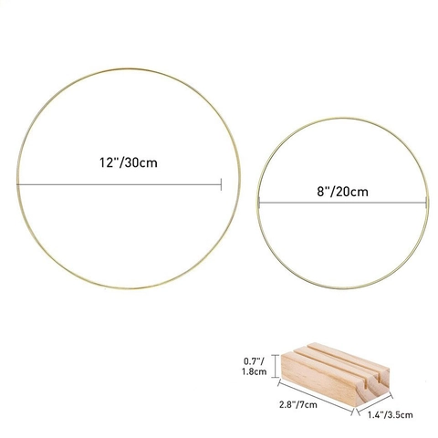 Floral Hoop Centerpiece Metal Ring With Wood Base Geometric Round Hexagonal Wedding Table Decoration DIY Craft Material