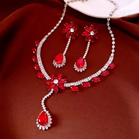 Collana Floreale In Rame E Orecchini A Nappa Pendente Fiore Zircone Stile Vintage Francese Palazzo Per Donne