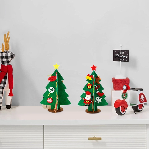 DIY Filz Weihnachtsbaum Desktop Ornament Kinder Handgefertigt Mini Weihnachtsbaum Dekoration Mit Anhängern Geschenk Büro