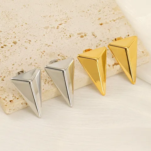 Dreieck Pyramide Ohrstecker Edelstahl 18K Vergoldet Geometrisch 3D Minimalistisch Punk Schmuck Für Damen