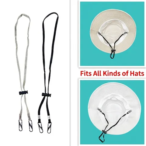 Windproof Hat Strap Lanyard Adjustable Polyester Chin Cord For Sun Fisherman Hats Outdoor Sports With Hook Fastener