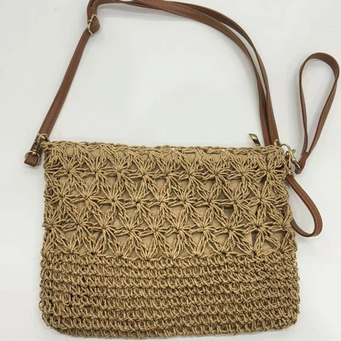 Borsa A Tracolla In Paglia Intrecciata Svuotata Donna Fatta A Mano Borsa Da Spiaggia Vacanze Quadrata Con Tracolla PU