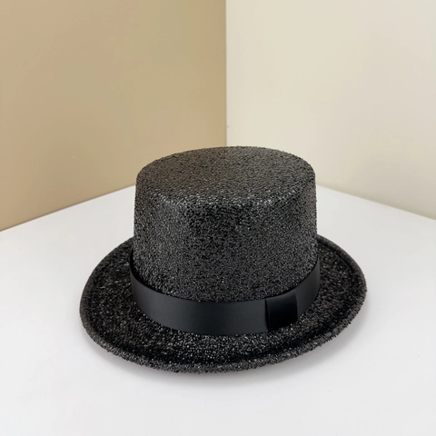 Sombrero De Copa Con Purpurina Brillante Mago Jazz Fiesta Actuación Plano Poliéster Con Cinta Para Hombres Mujeres