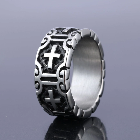 Anello Con Rilievo A Croce Vintage Da Uomo In Acciaio Inossidabile Stile Gothic Punk Rock Gioielli Religiosi Individuali