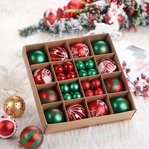 44Pcs Christmas Ball Ornaments Set 3-6cm Electroplated Baubles Assorted Size Xmas Tree Decorative Hanging Ball Gift Box
