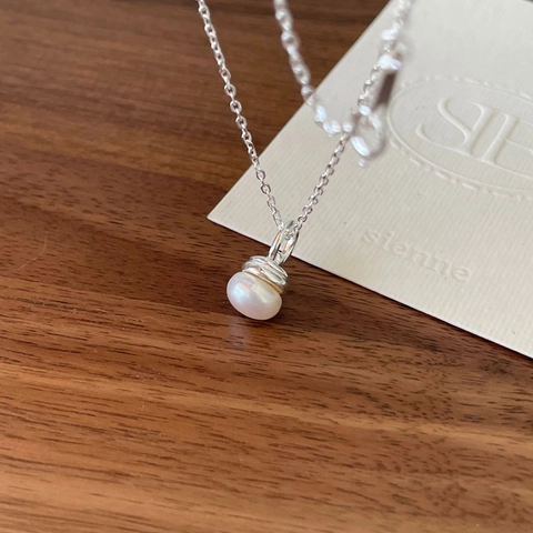 Collana Con Pendente Di Perla Coltivata Rotonda Minimalista In Argento Sterling 925 Per Donna Gioielli Eleganti