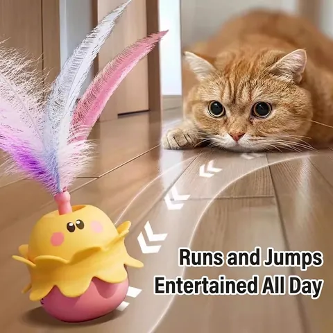 Juguete Automático Para Gatos Pluma Teaser Recargable USB Sensor Inteligente Luz LED Roly Poly Ejercicio Interactivo