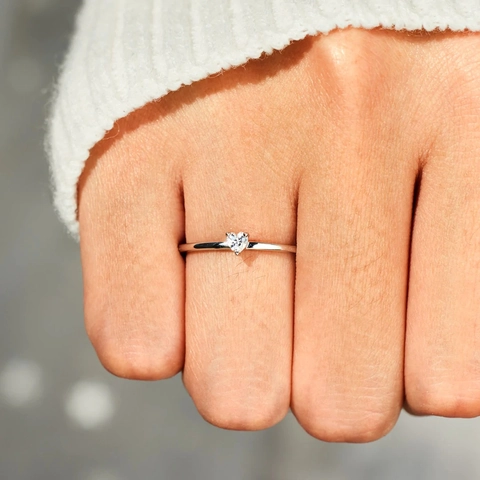 Heart Shape Zircon Ring 925 Sterling Silver Minimalist Fashionable Elegant Daily Jewelry For Women
