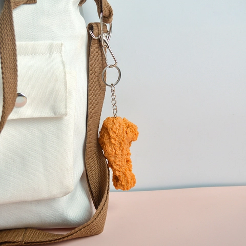 Portachiavi Pollo Fritto Simulato Modello Di Cibo PVC Pendente Per Borsa Novità Anello Portachiavi Regalo Decorazione Divertente Realistico