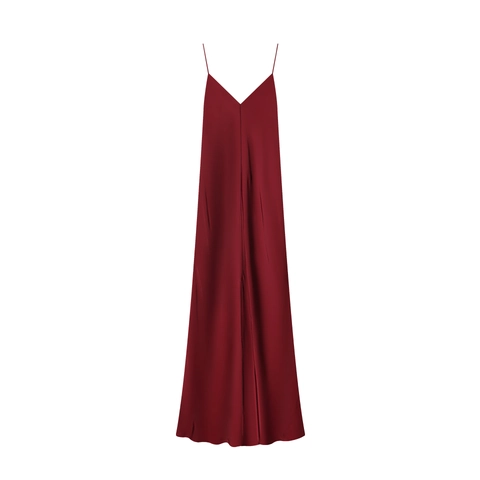 Elegante Maxi-Jurk Met Diepe V-Hals En Open Rug Van Satijn Acetaat Polyester Camisole Feestavond Voor Dames