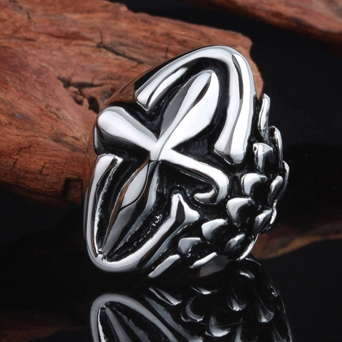 Anello Da Uomo In Acciaio Inossidabile Con Croce E Teschio Vintage Stile Gotico Punk Gioielli Biker Religiosi