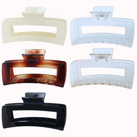 Large Square Hair Claw Clips Hollow Rectangle Shark Hairpins For Thick Hair PC Plastic Metal Spring Nonslip For Women
