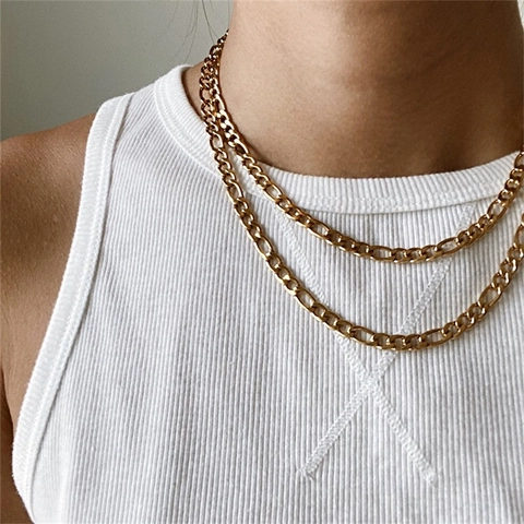 Roestvrij Staal Figaro Ketting Halsketting Voor Mannen Vrouwen Goud Zilver Rozegoud Verguld Geometrische Schakelketting Sieraden