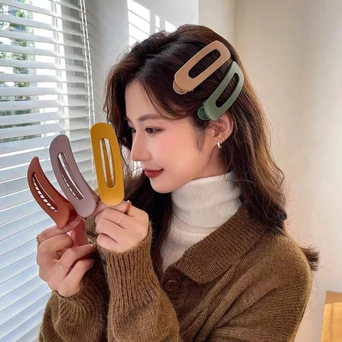 Pinzas Para El Cabello Mate Grandes Ovaladas Huecas Geométricas Pasador Estilo Coreano Elegantes Horquillas Antideslizantes