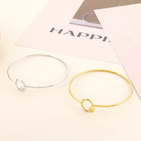 Brazalete De Puño De Acero Inoxidable Minimalista Para Mujer Cierre De Bola Geométrico Accesorio Elegante Chic