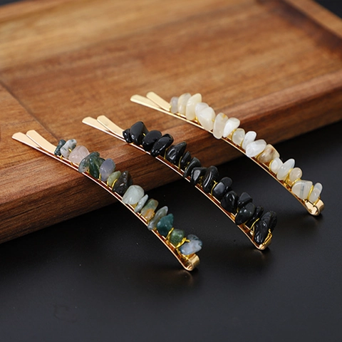 Natural Kristallstein Splitter Haarklammer Handgemachte Metall Bobby Pin Für Damen Mädchen Boho Stil Haarschmuck