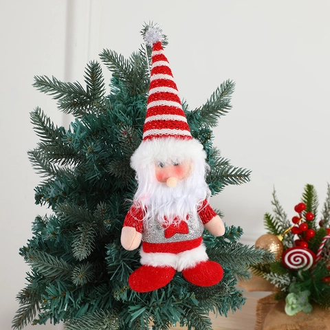 Christmas Plush Pendants Santa Claus Snowman Reindeer Sequined Knit Tree Hanging Ornament Festive Party Decoration