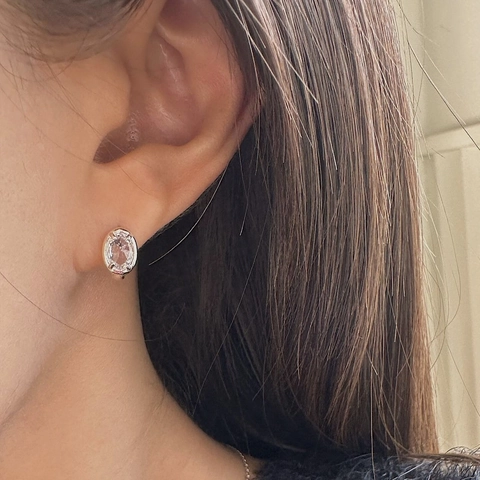 Minimalistische 925 Sterling Silber Huggie Creolen Mit Ovalem Transparentem Zirkon Vier Krallen Fassung Schmuck