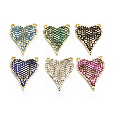 Heart Shaped Pendant Copper Micro Pave Cubic Zirconia For DIY Jewelry Making Fashion Elegant Accessory Women