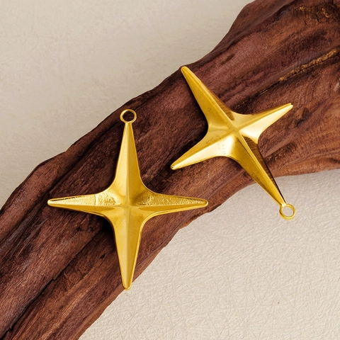 Vierpunkt Stern Anhänger 304 Edelstahl 18K Vergoldet Kreuz Anhänger Für Schmuckherstellung DIY