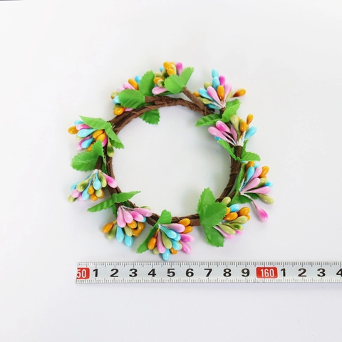 Easter Berry Candle Ring Colorful Artificial Pip Berry Wreath For Spring Table Centerpiece Wedding Home Decor Handmade Pastel