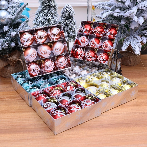 Christmas Ball Ornaments Painted Plastic Shatterproof Reindeer Snowflake Patterns Festive Holiday Tree Hanging Decorations