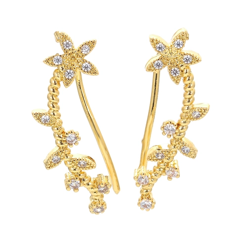 Koreanische Mode Blumenranke Ohrstecker Kupfer Mit Zirkonia Gold Silber Florale Geometrische Ohrringe Für Damen Schmuck Geschenk