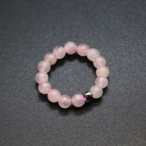 Natural Gemstone Beaded Ring Round Stone Elastic Stretch Band Minimalist Jewelry For Women Men Crystal Agate Amethyst