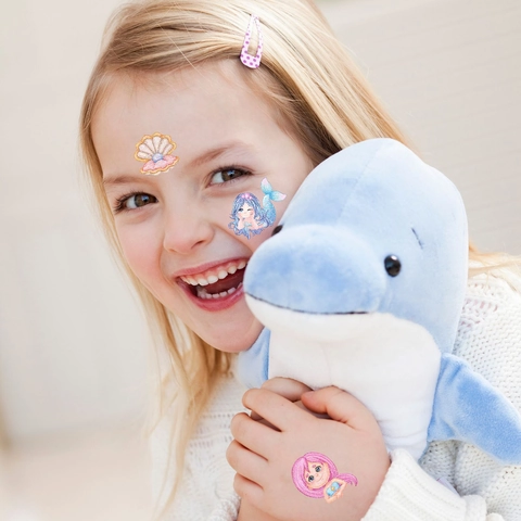 Kinder Temporäre Tattoo Aufkleber Glitzer Wasserdicht Cartoon Meerjungfrau Einhorn Ozean Tier Körperkunst Für Mädchen