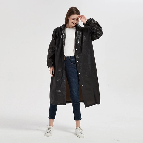 Impermeabile EVA Impermeabile Cappuccio Lungo Poncho Da Pioggia Outdoor Antivento Leggero Adulti Unisex Chiusura Con Bottoni