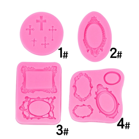 Stampo In Silicone Per Cornice Foto Rilievo Barocco Retrò Per Decorazione Torte Fondant DIY Argilla Resina Croce Flessibile